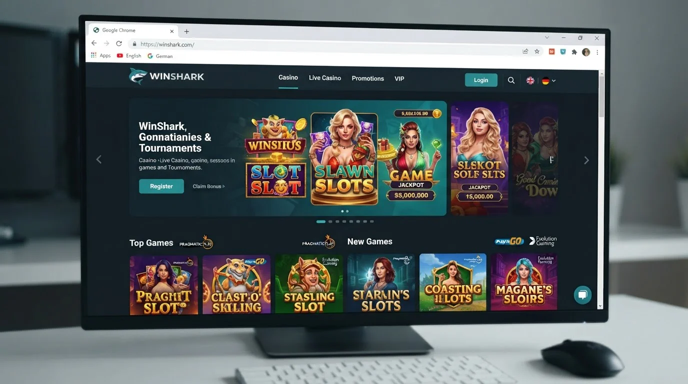 Screenshot der Winshark-Startseite mit Navigation und Hauptbereich